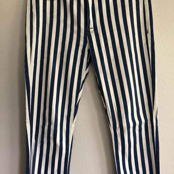 Hudson Jeans Skinny Jean in Blue & White Vertical Stripe Pattern Size 27 - Picture 3 of 12